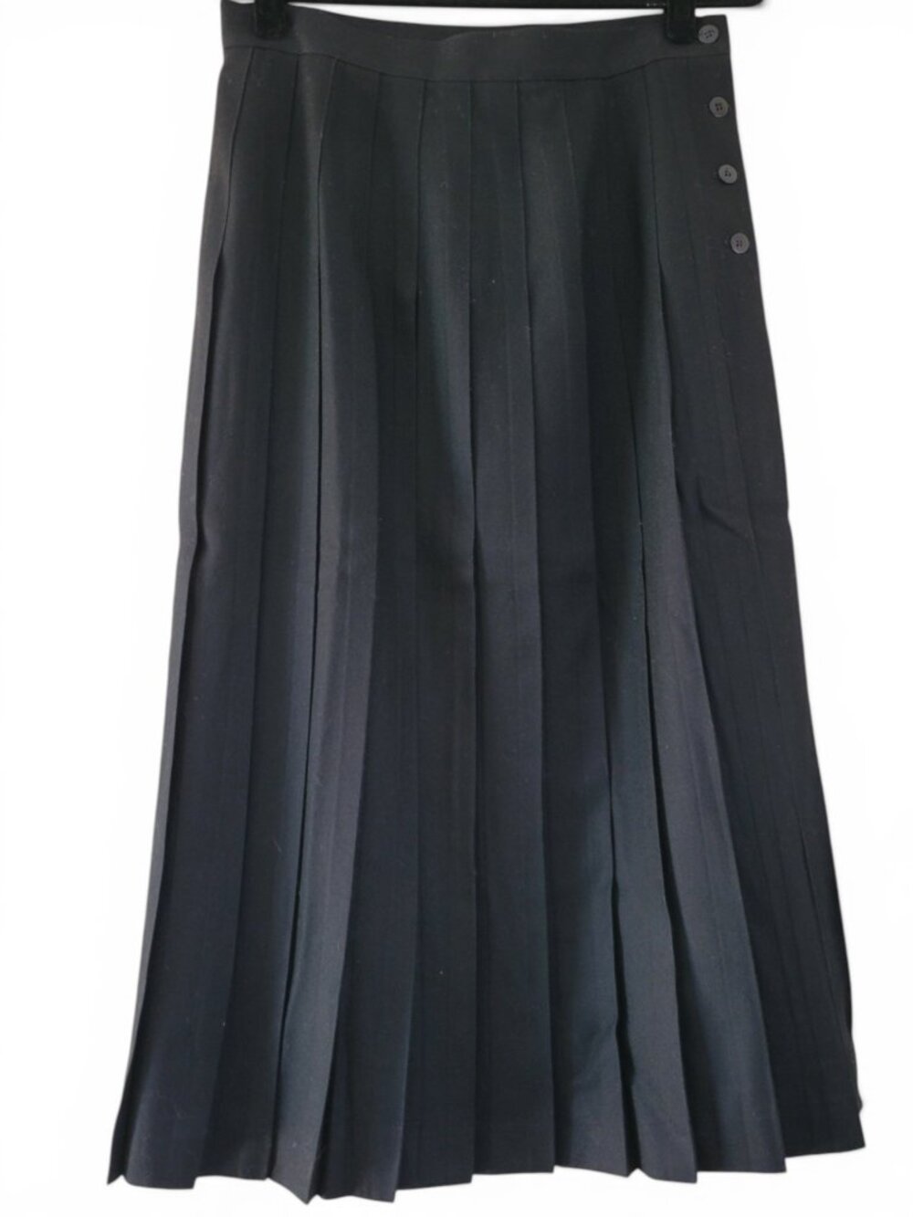 Vintage Wool Pleated Midi Skirt Black WhimsyGoth Cottagecore Capsule Wardrobe